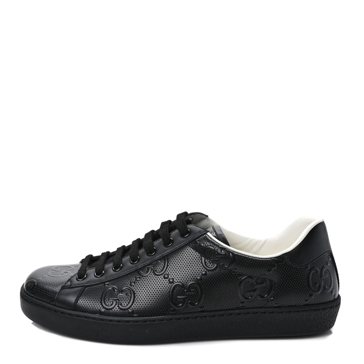Gucci Calfskin GG Tennis Embossed Mens Ace Sneakers 9 Black 1 of 9