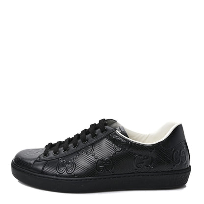 Gucci Calfskin GG Tennis Embossed Mens Ace Sneakers 9 Black 1 of 9