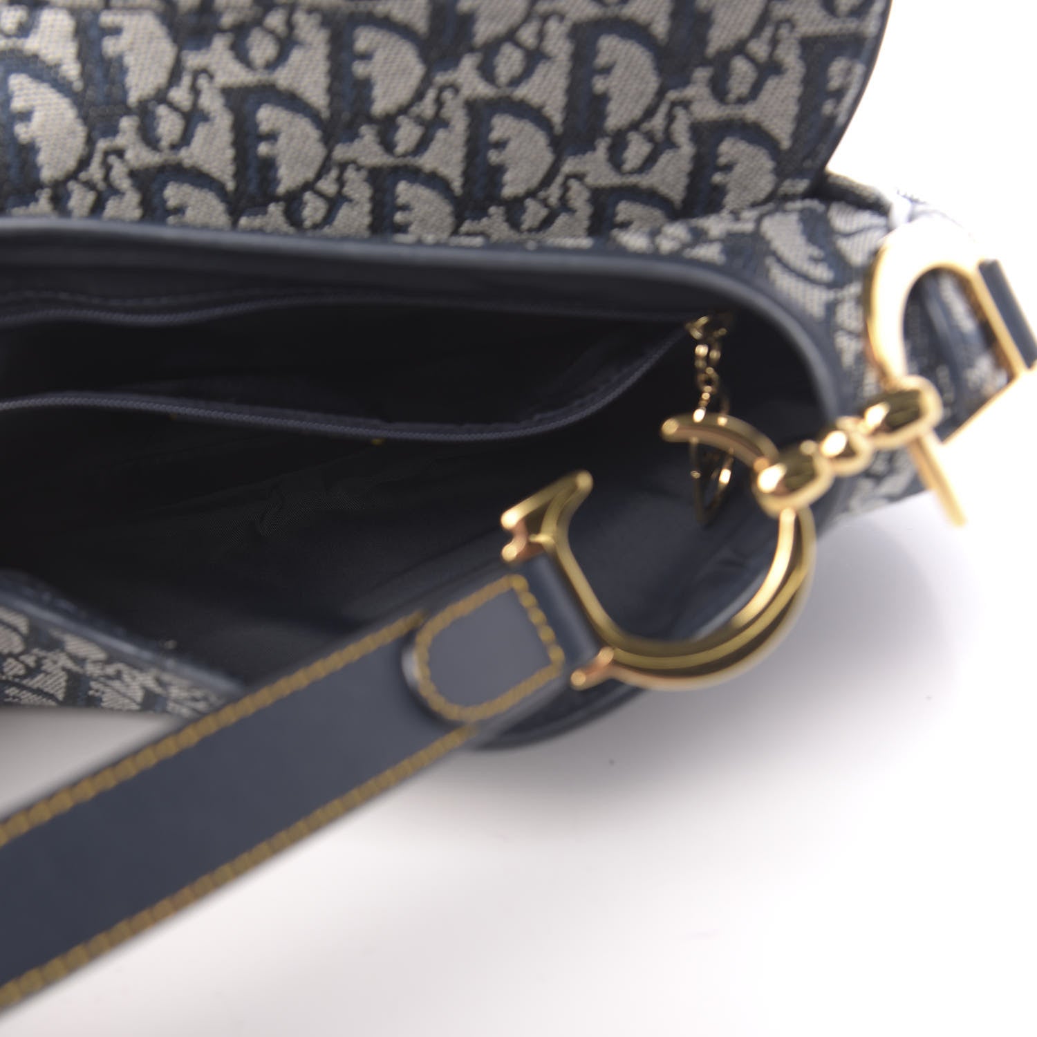 Christian Dior Monogram Double Saddle Bag Navy Blue 5 of 10