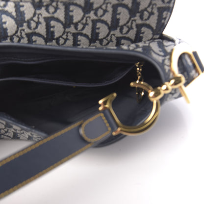 Christian Dior Monogram Double Saddle Bag Navy Blue 5 of 10
