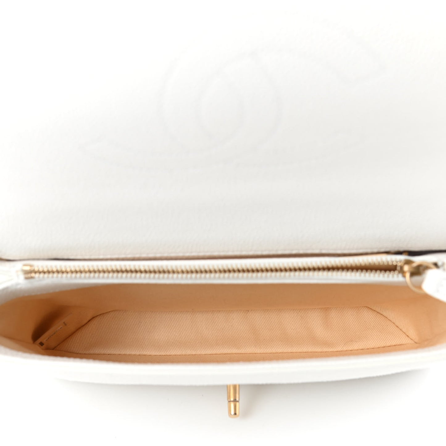 Grained Calfskin Small Stitched Flap White