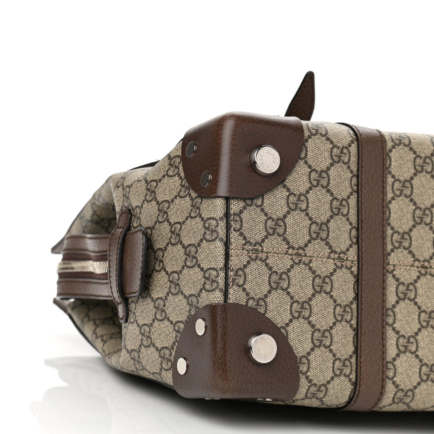 GG Supreme Monogram Textured Dollar Calfskin Medium Detail Tote Beige Ebony New Acero