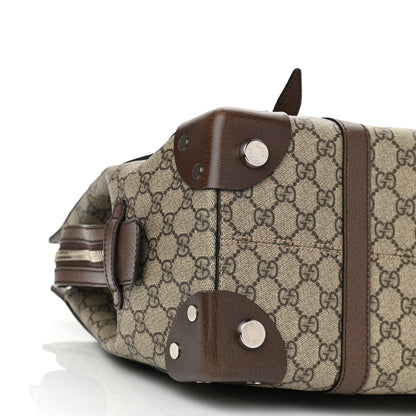 Gucci GG Supreme Monogram Textured Dollar Calfskin Medium Detail Tote Beige Ebony New Acero 8 of 10