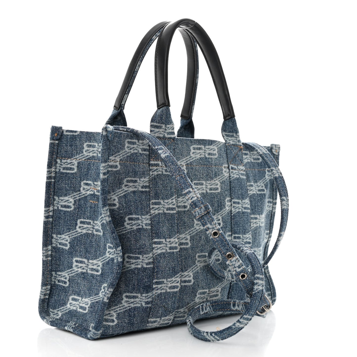 Bleached Denim BB Monogram Small Hardware Tote Blue