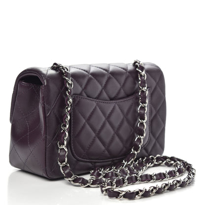 Chanel Lambskin Quilted Mini Rectangular Flap Dark Purple 3 of 12