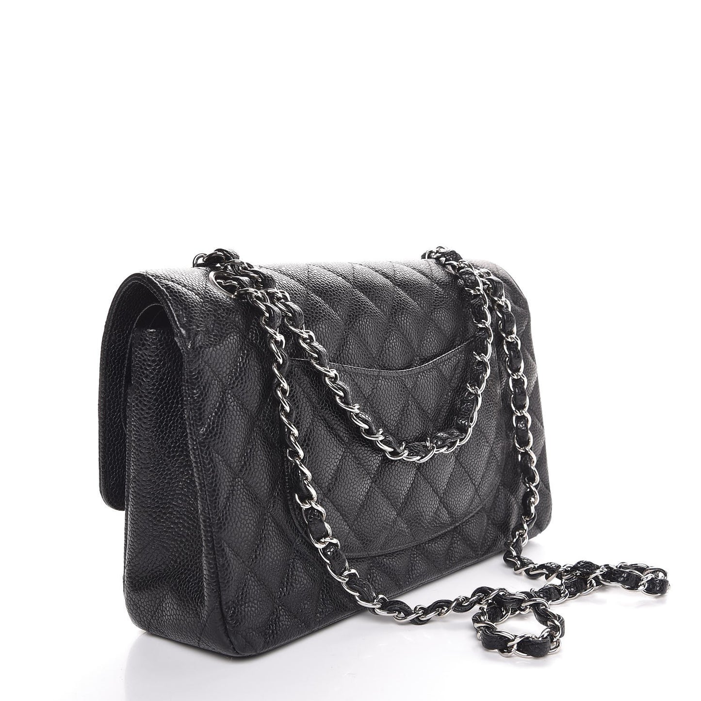 Caviar Quilted Medium Double Flap Black