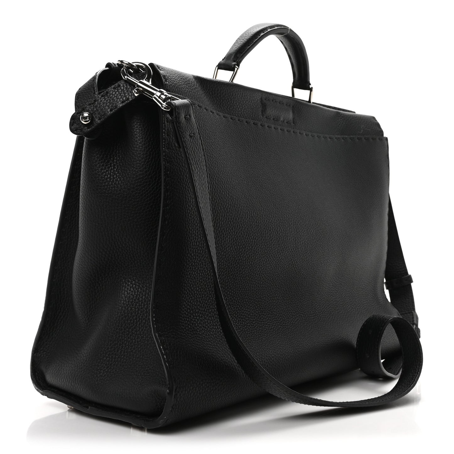 Cuoio Romano Selleria Metal Stitch Large Mens Peekaboo Iconic Essential Satchel Black