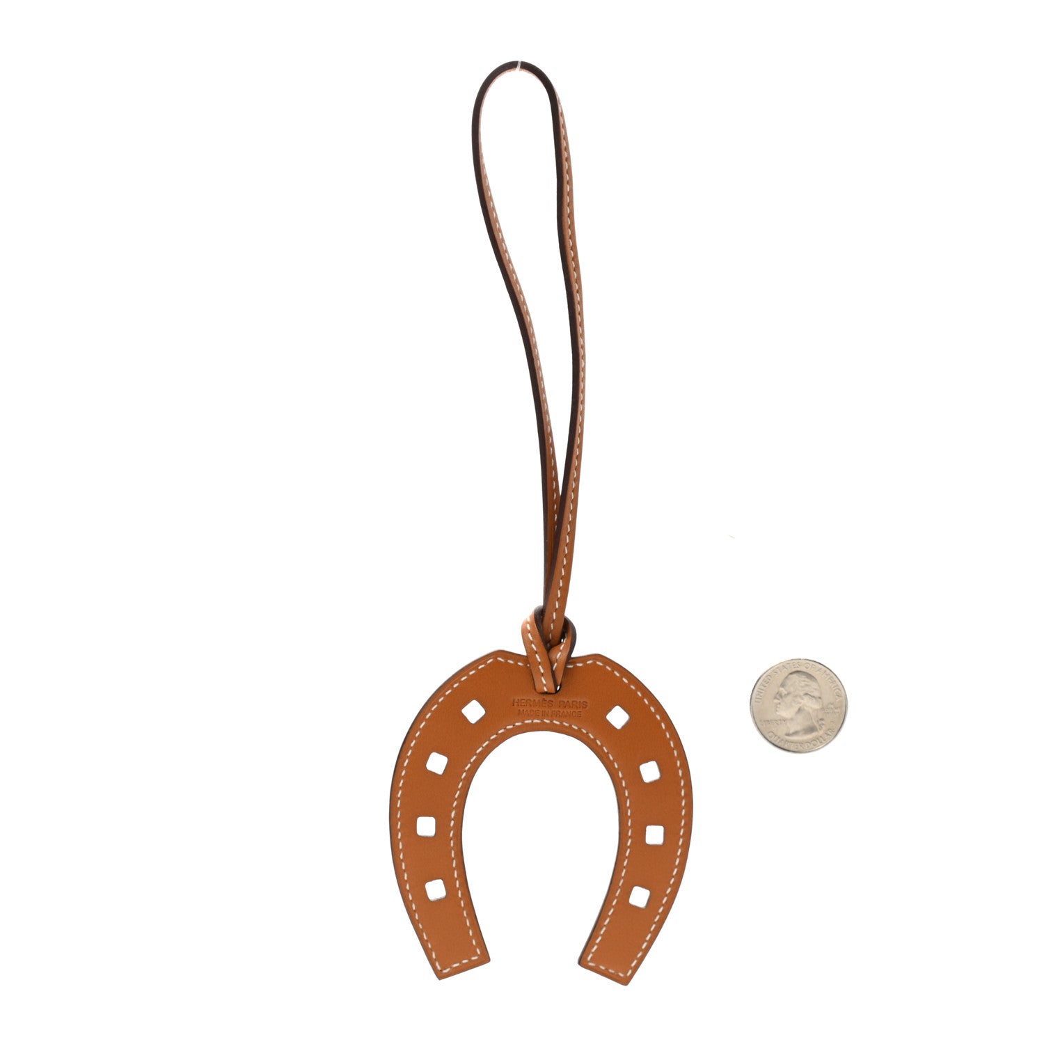 Hermes Veau Butler Paddock Horseshoe Bag Charm Natural Sable 2 of 4