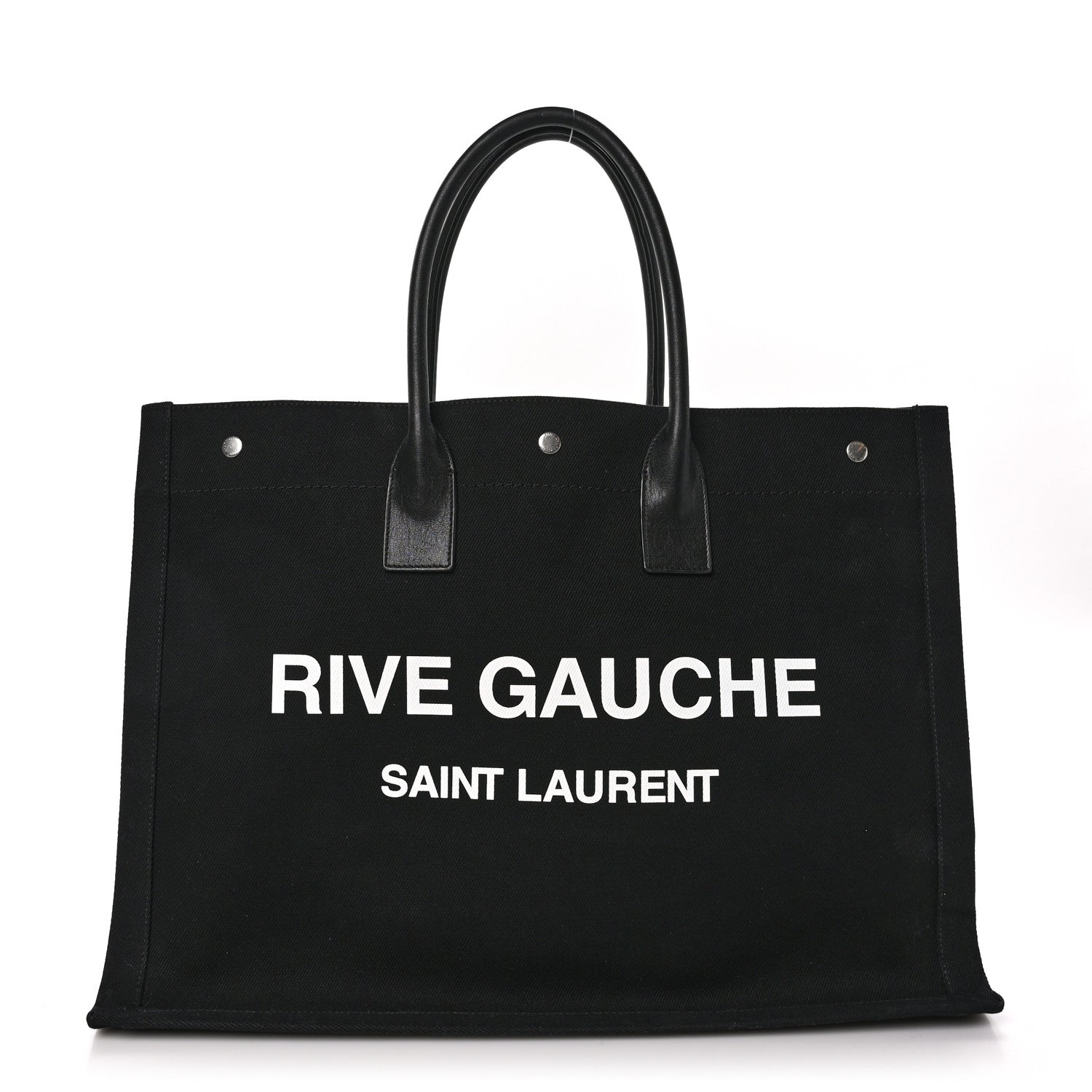 Saint Laurent Linen Calfskin Rive Gauche Tote Black 1 of 10