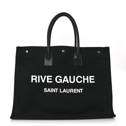 Saint Laurent Linen Calfskin Rive Gauche Tote Black 1 of 10