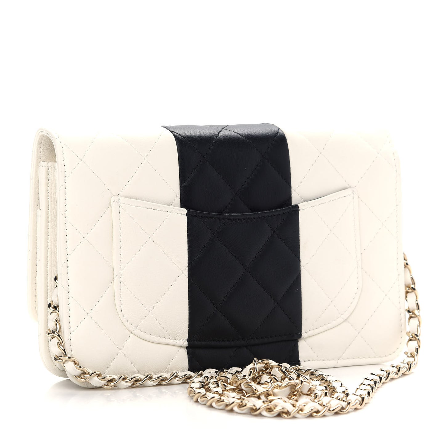 Lambskin Quilted Wallet On Chain WOC White Black