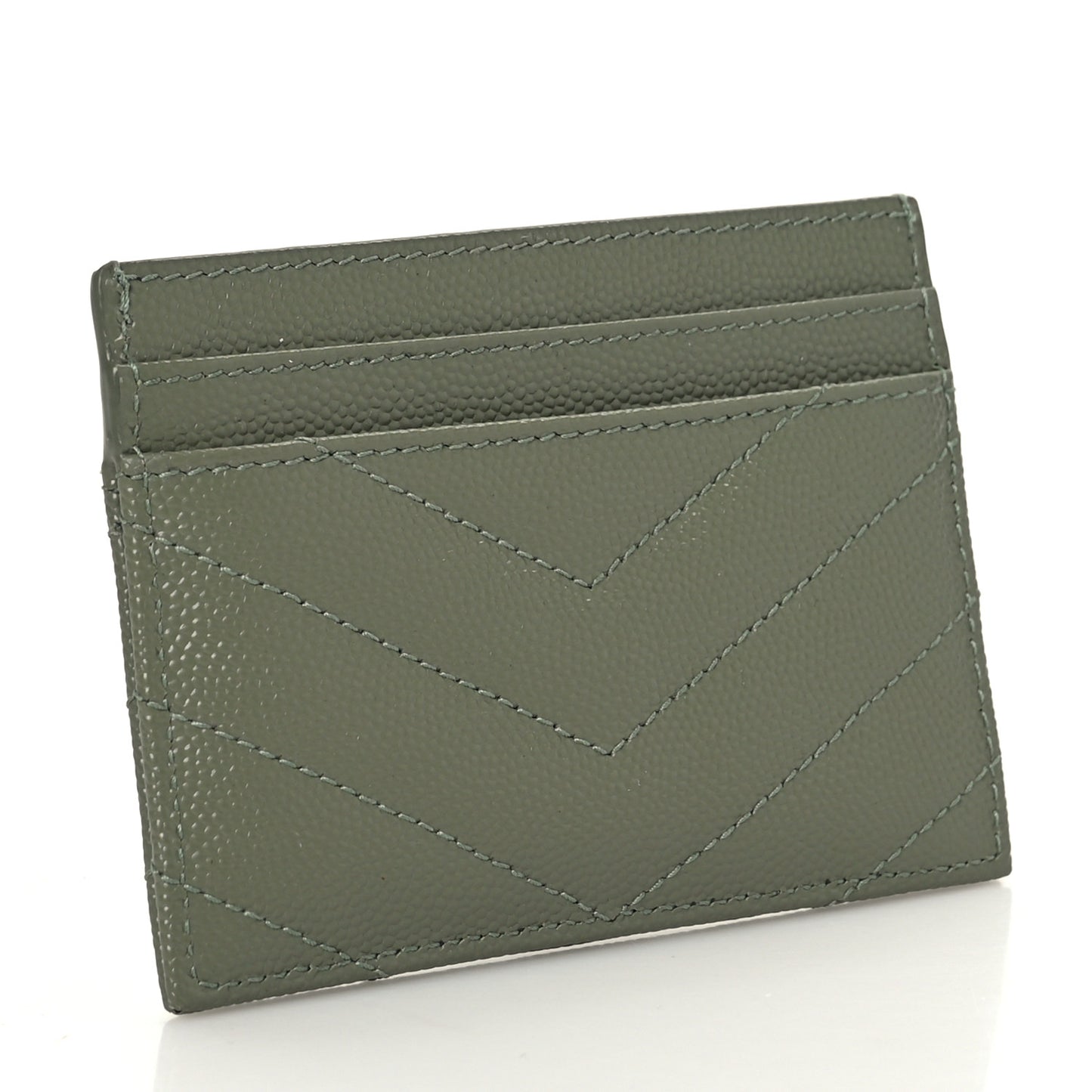 Grain De Poudre Matelasse Chevron Monogram Credit Card Case Light Sage