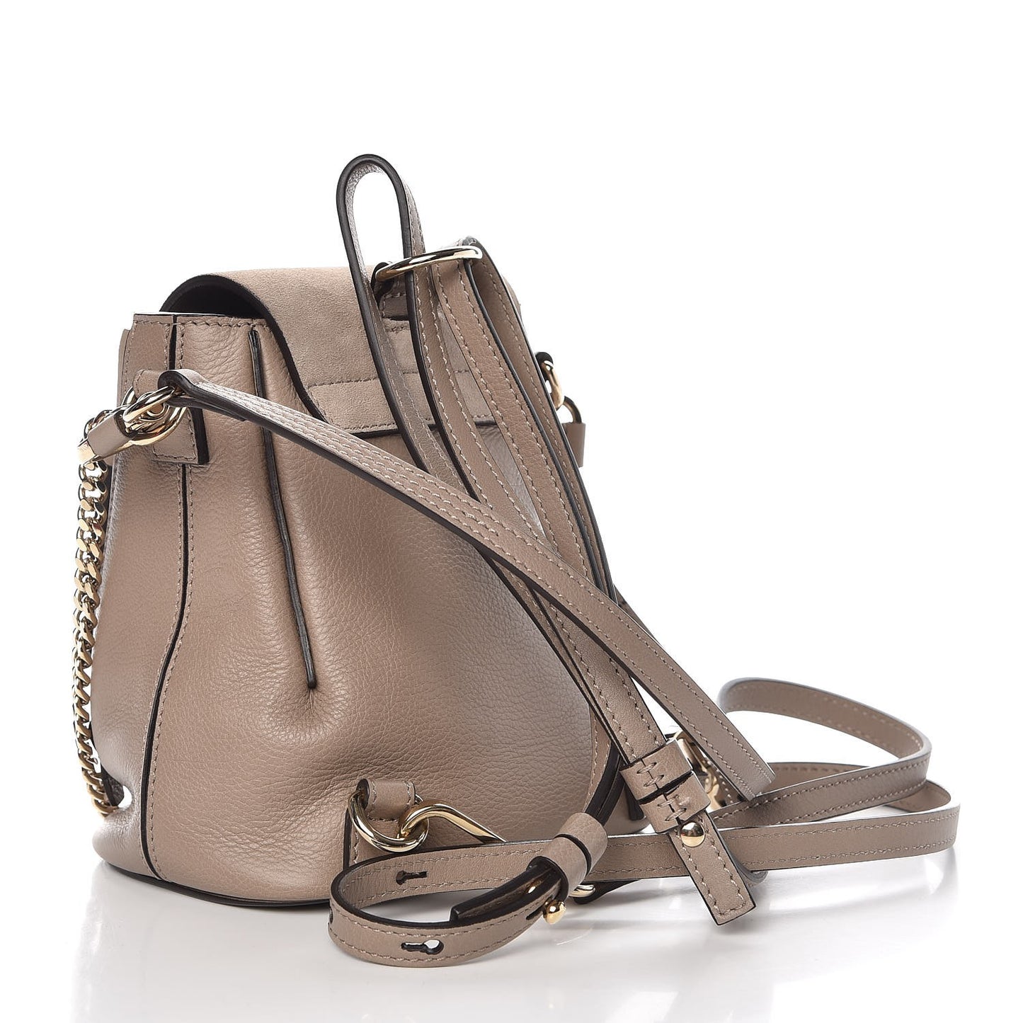 Suede Calfskin Mini Faye Backpack Motty Grey