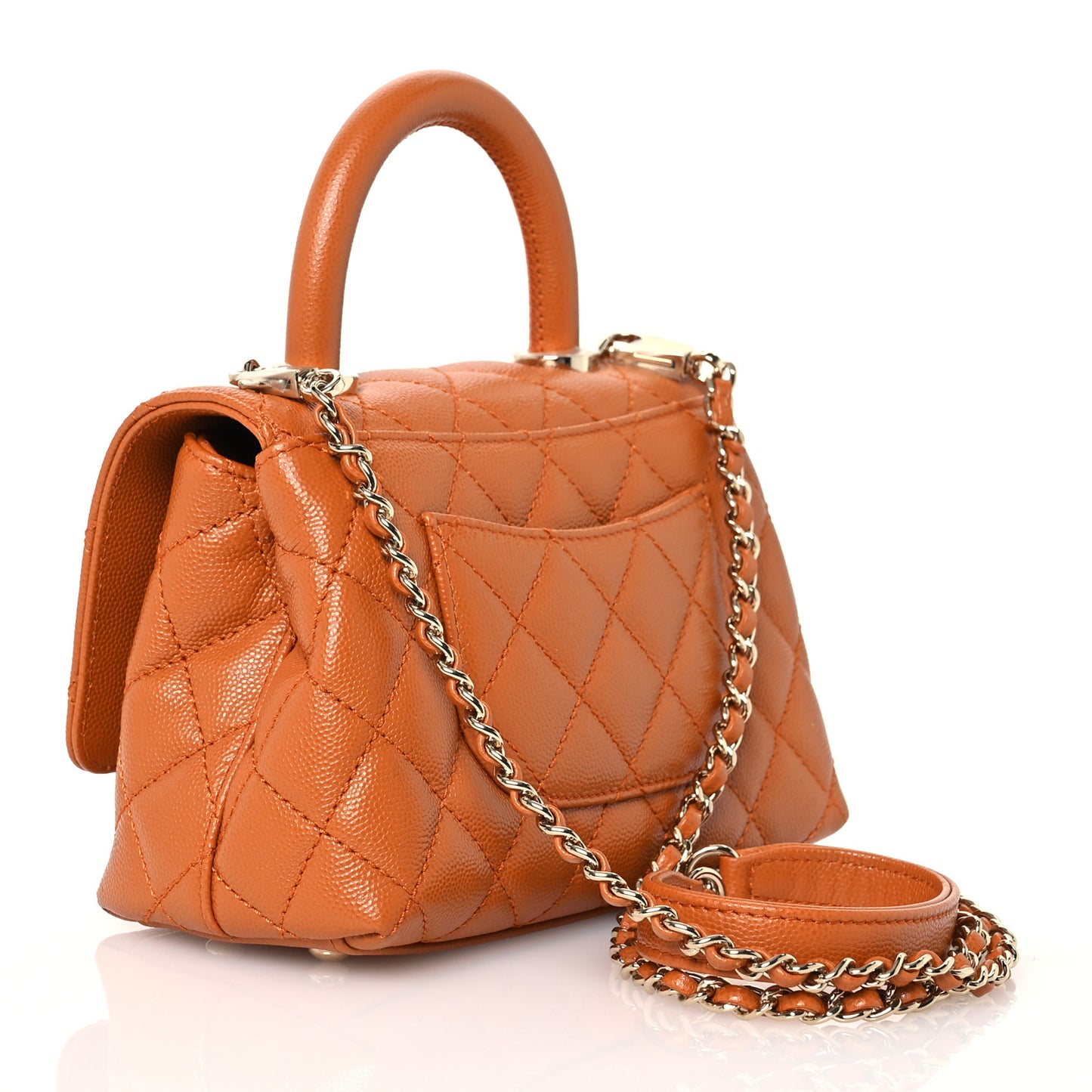 Caviar Quilted Extra Mini Coco Handle Flap Light Brown