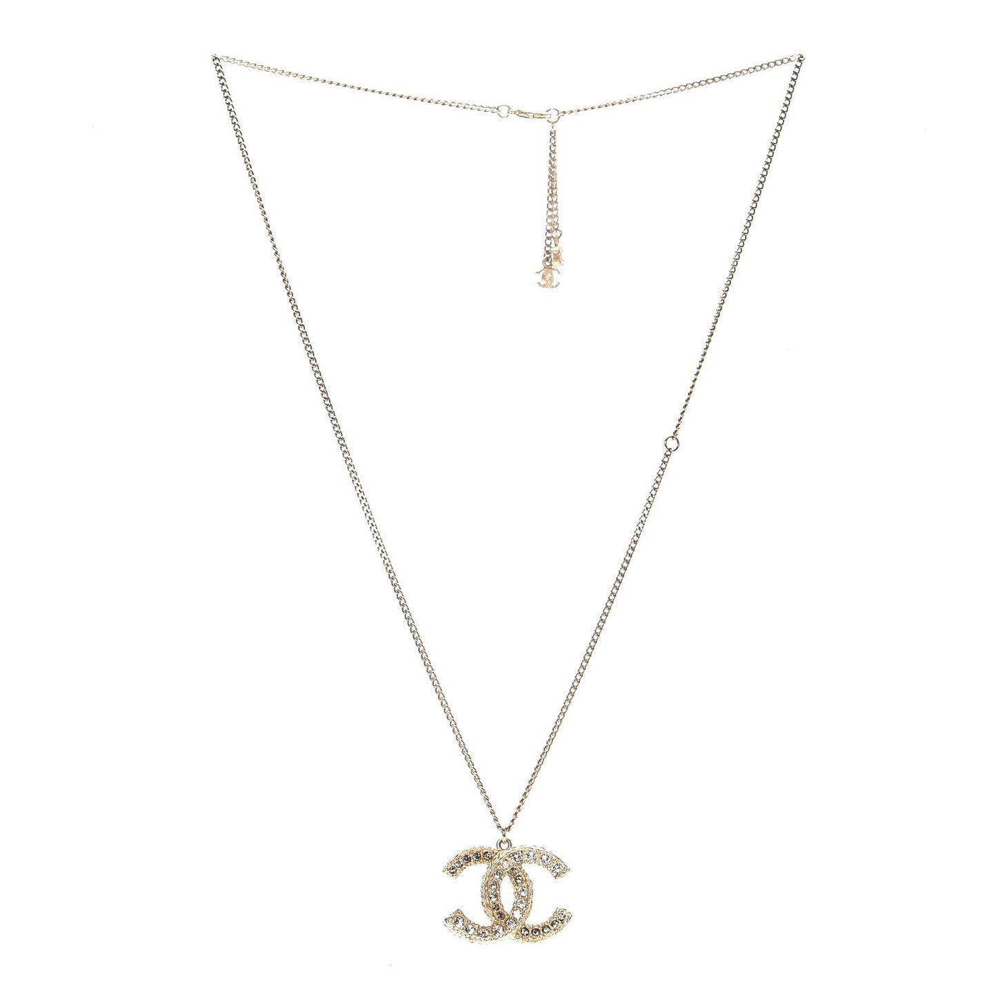 Crystal Enamel CC Necklace Light Gold