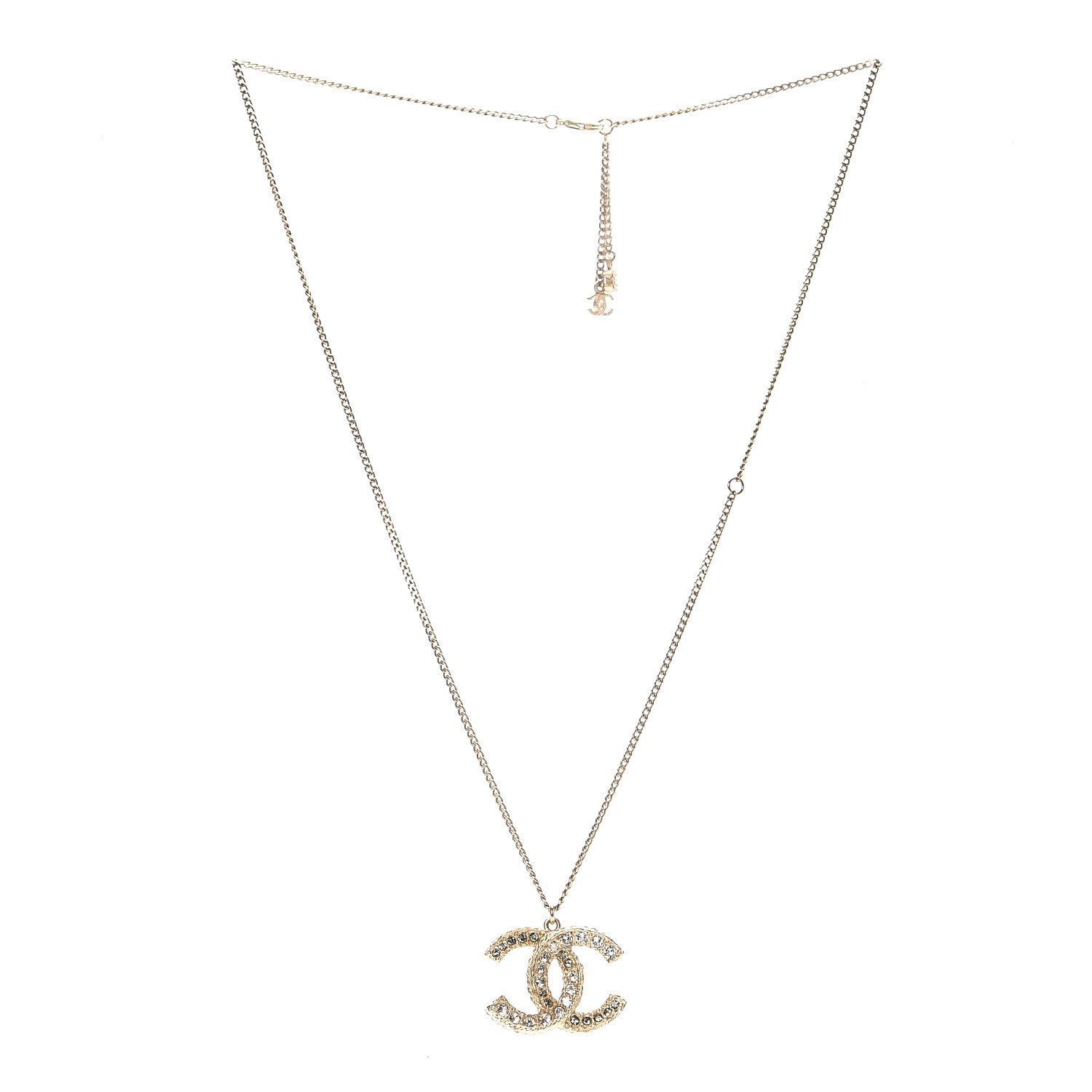 Chanel Crystal Enamel CC Necklace Light Gold 3 of 6