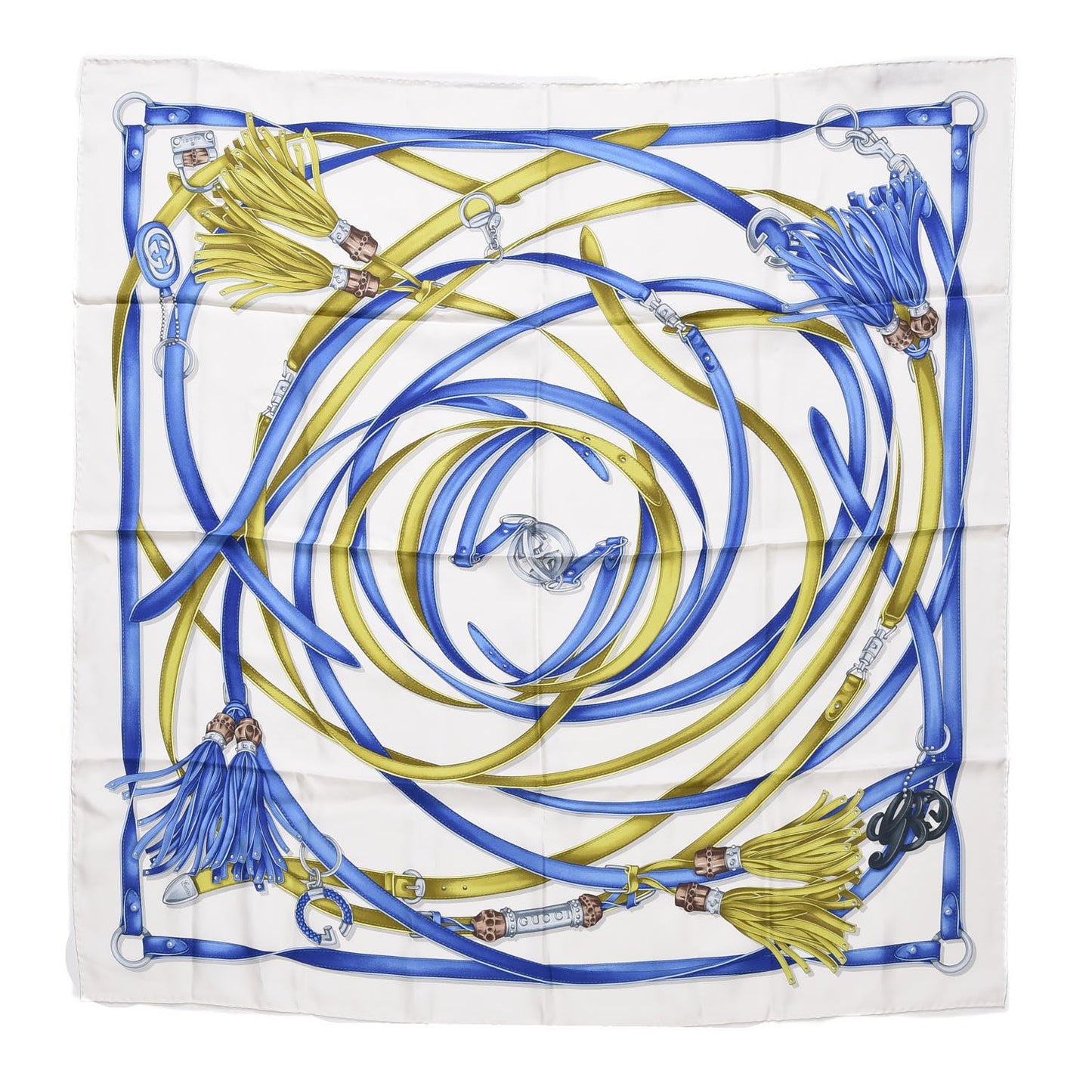 Silk Fiona Tassel Square Scarf White