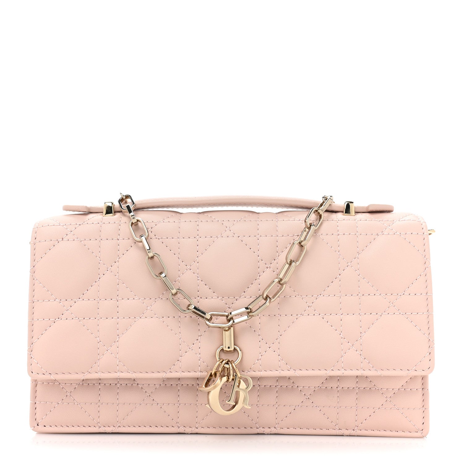 Christian Dior Lambskin Cannage Mini My Dior Top Handle Clutch Rose Poudre 1 of 13