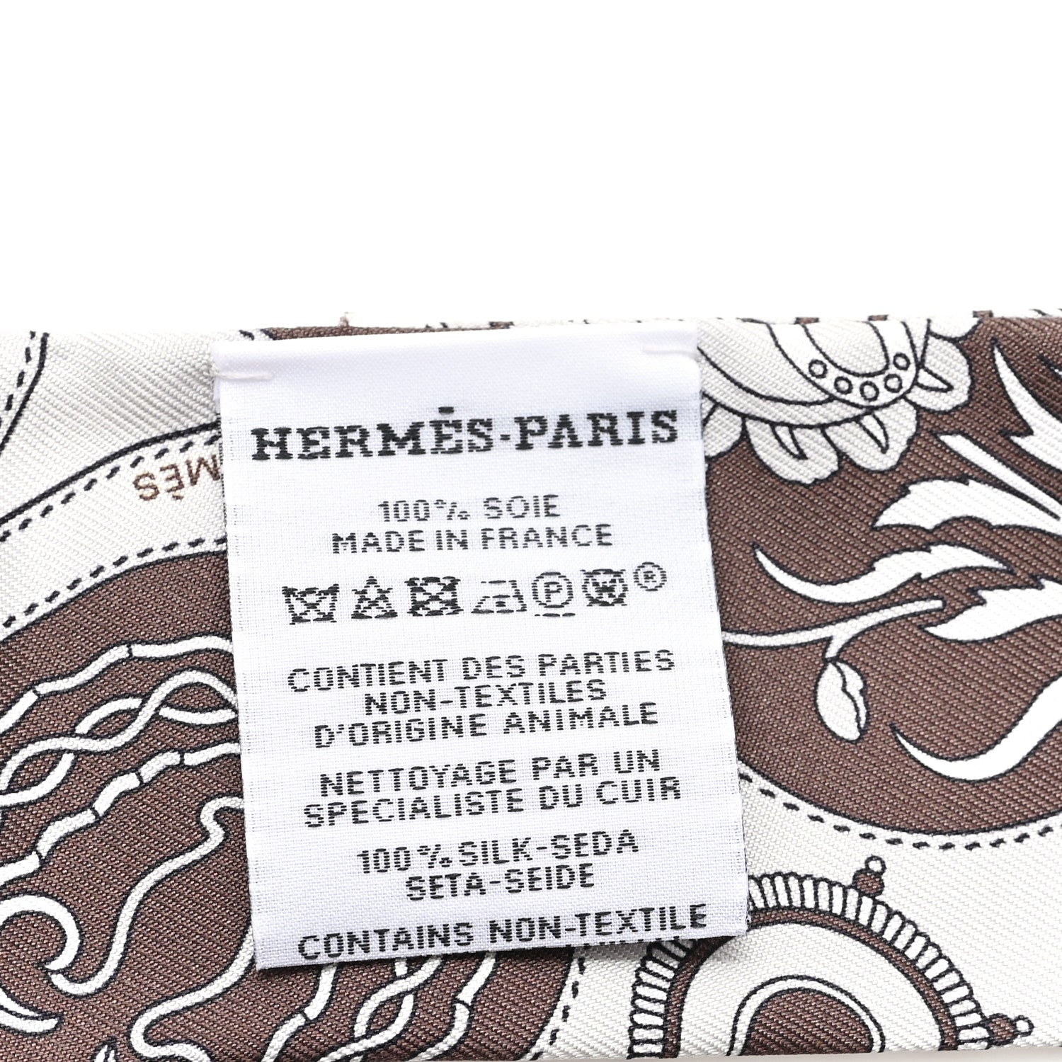 Hermes Silk Festival Des Amazones Bandana Fringed Twilly Craie Brun 3 of 4