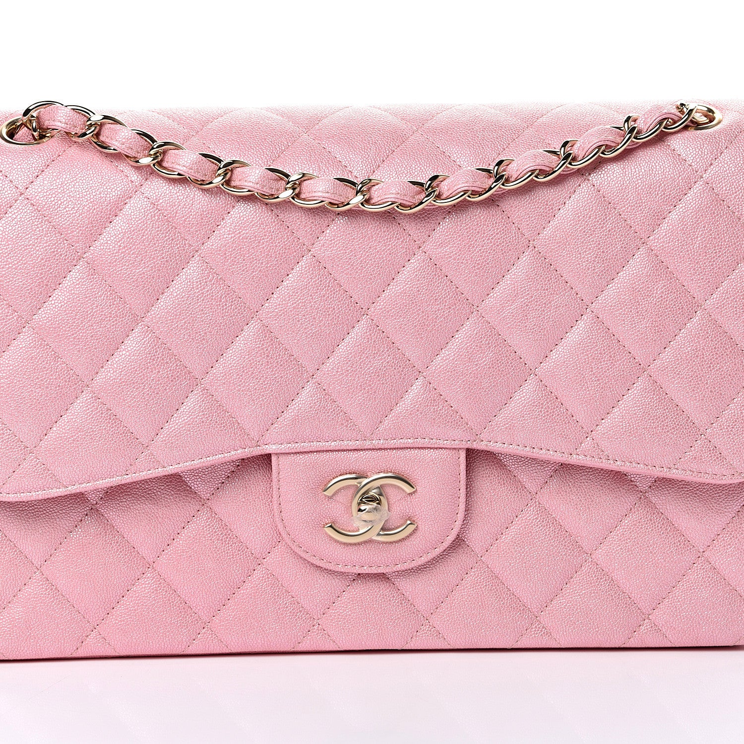 Chanel Iridescent Caviar Quilted Jumbo Double Flap Rose Pink 7 of 10