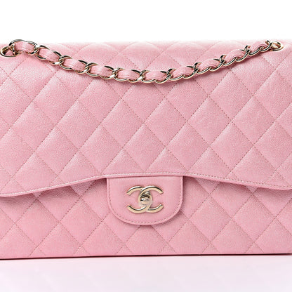 Chanel Iridescent Caviar Quilted Jumbo Double Flap Rose Pink 7 of 10
