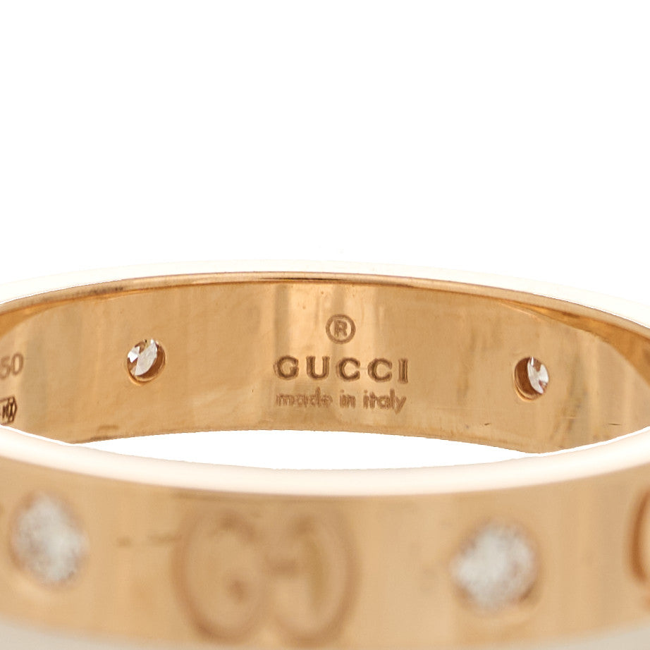 18K Rose Gold Diamond Icon Band Ring 58 8.5