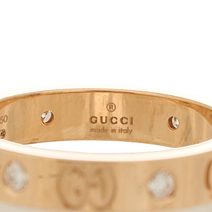 Gucci 18K Rose Gold Diamond Icon Band Ring 58 8.5 4 of 9