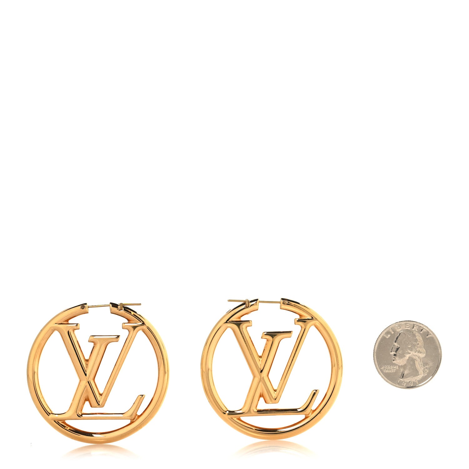 Louis Vuitton Metal Louise Hoop Earrings Gold 2 of 5