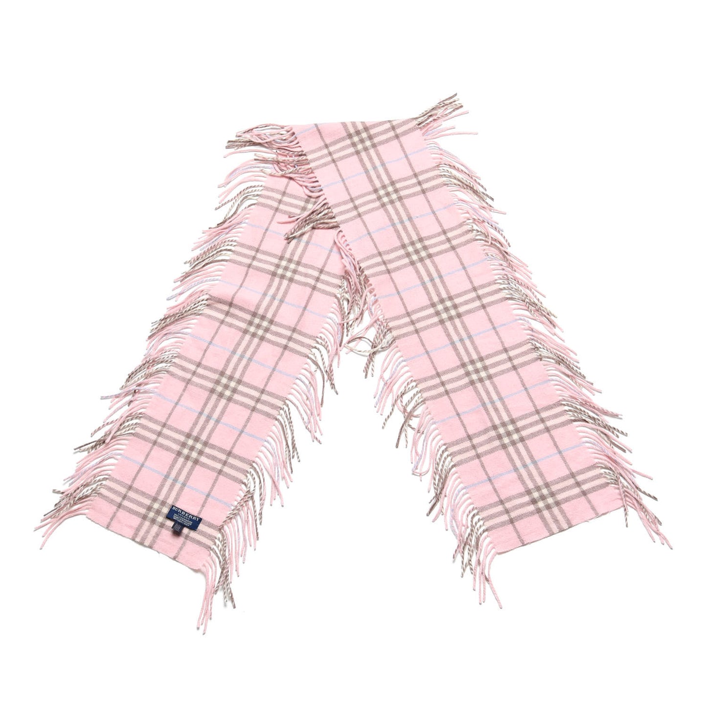 Cashmere Check Happy Fringe Scarf Pink