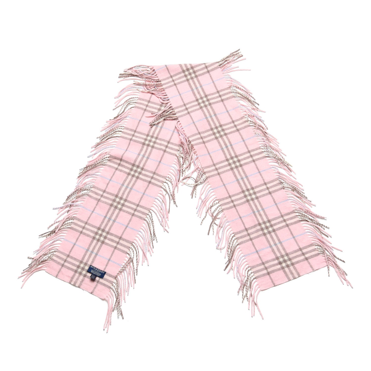 Burberry Cashmere Check Happy Fringe Scarf Pink 3 of 4