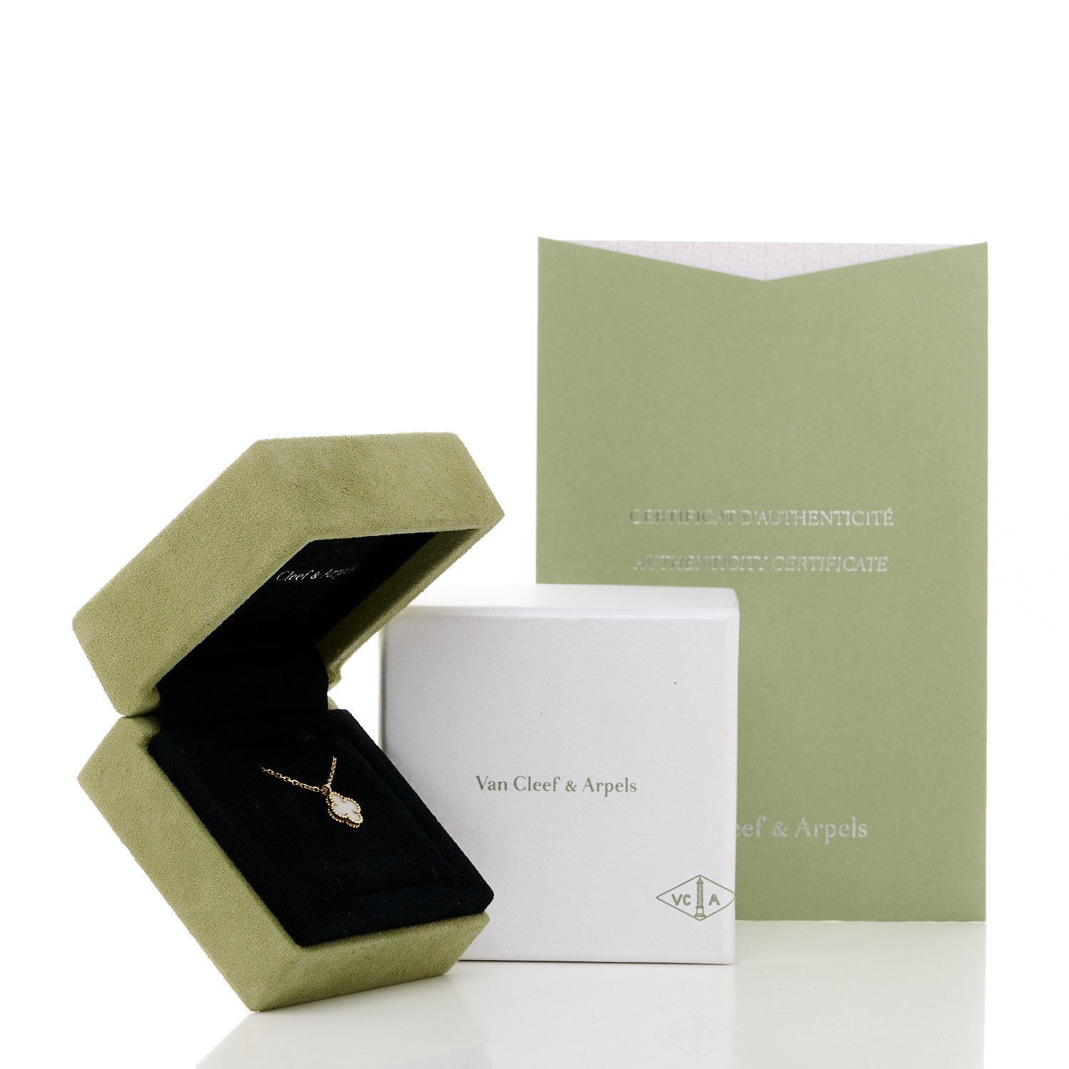 Van Cleef & Arpels 18K Yellow Gold Mother of Pearl Sweet Alhambra Pendant Necklace 7 of 7