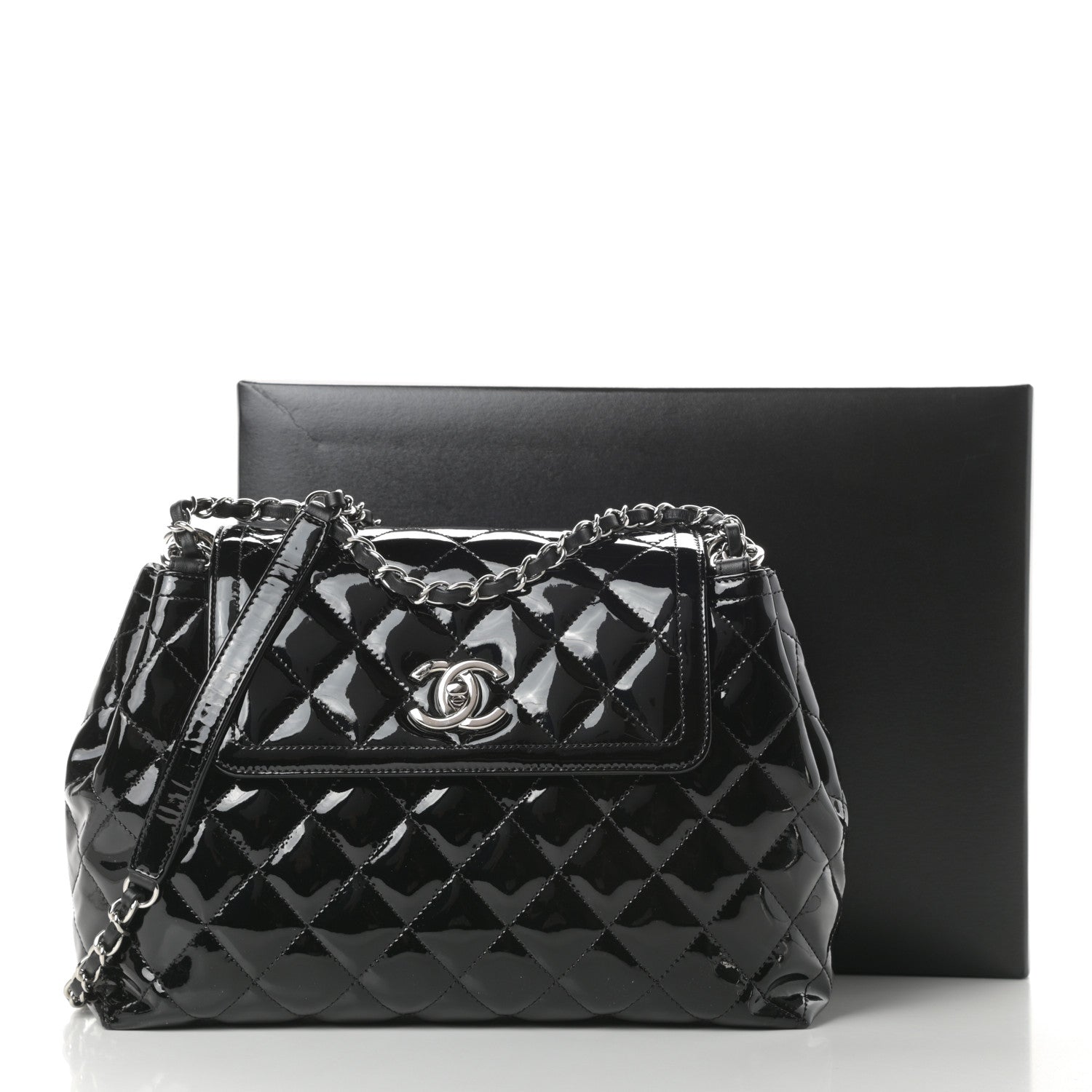 Chanel Patent Quilted Large Coco Shine Accordion Flap Black 11 of 11