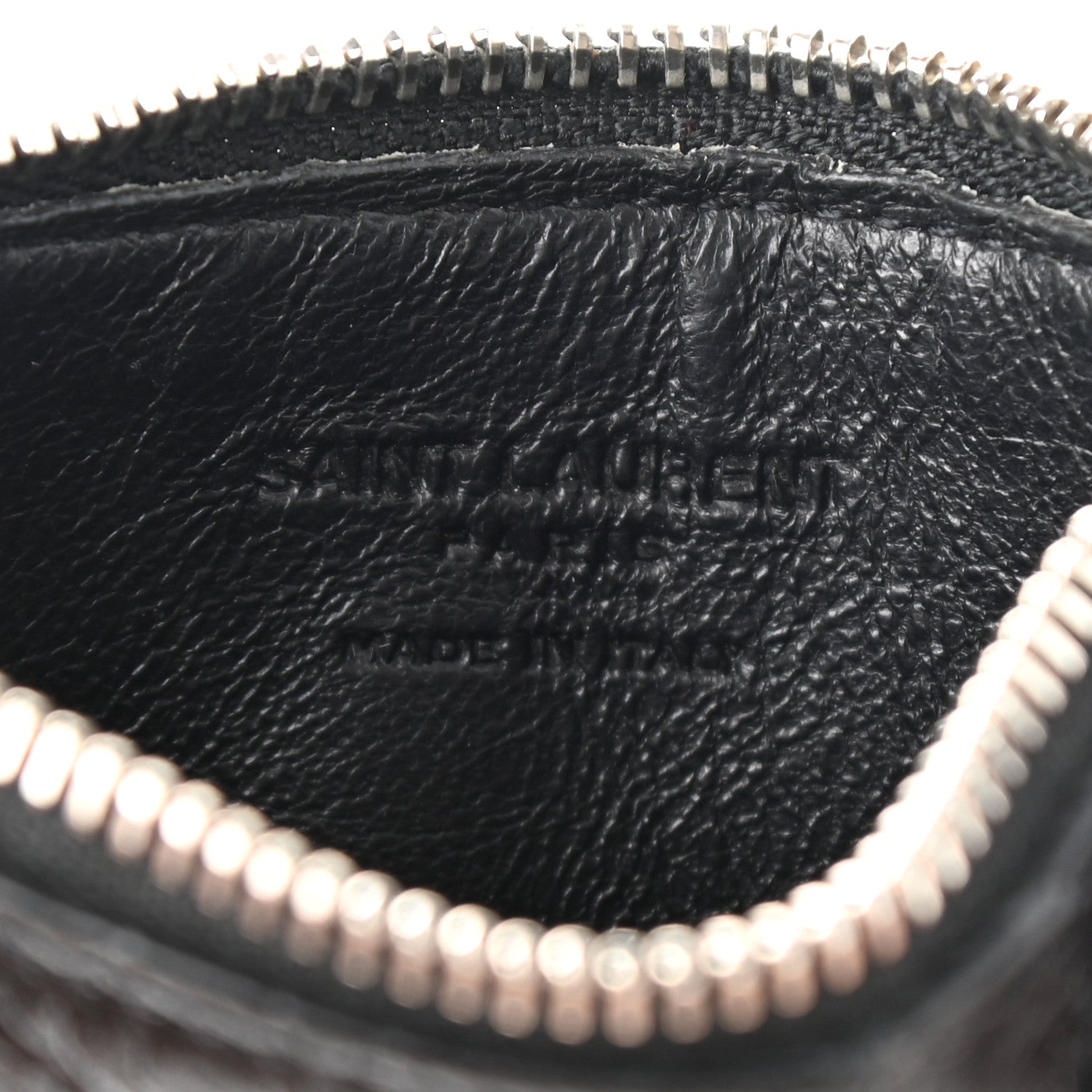 Saint Laurent Calfskin Crocodile Embossed 5 Fragments Zip Pouch Card Holder Black 6 of 8