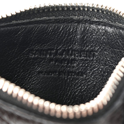 Saint Laurent Calfskin Crocodile Embossed 5 Fragments Zip Pouch Card Holder Black 6 of 8