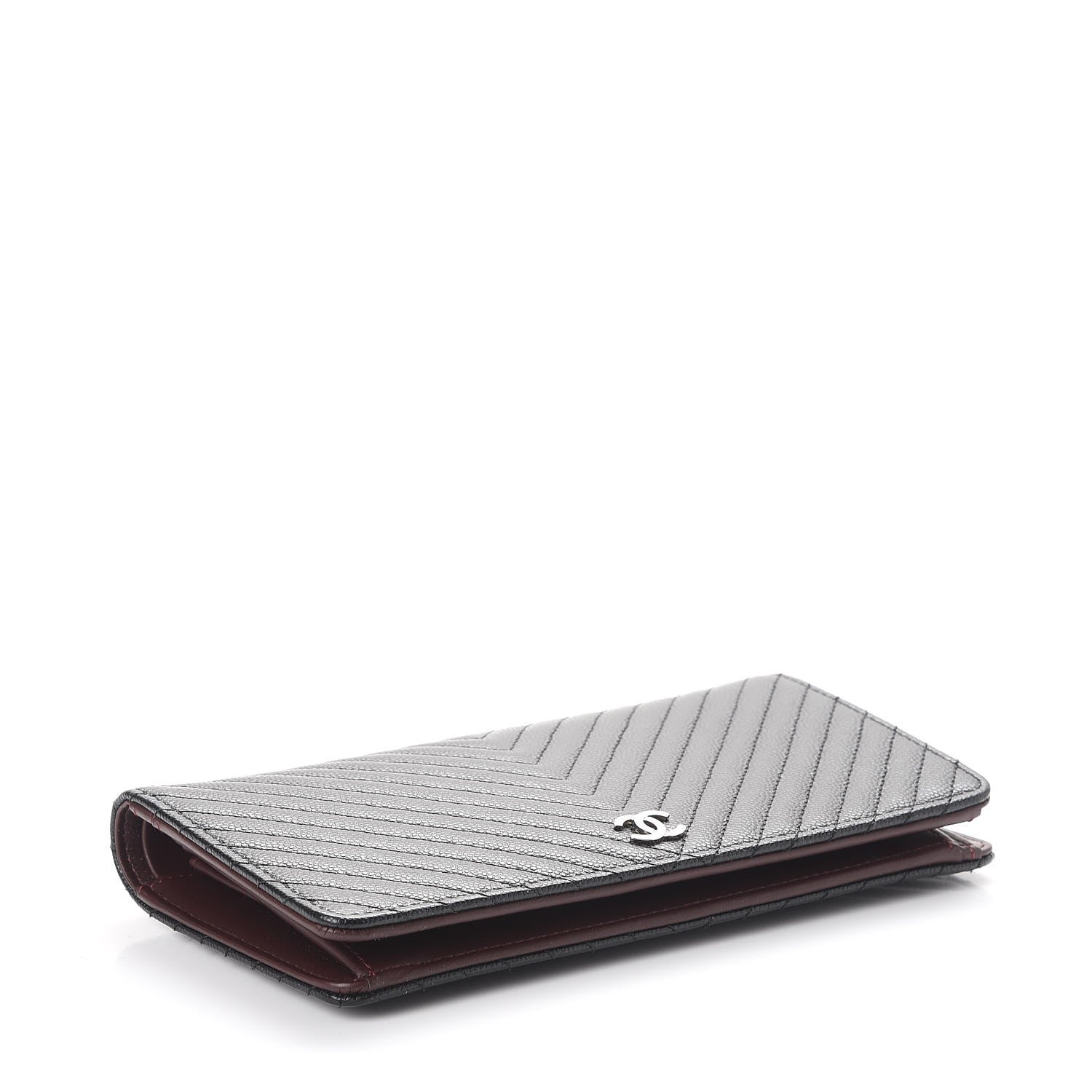 Chanel Caviar Chevron Quilted Yen Wallet Black 4 of 9