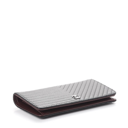Chanel Caviar Chevron Quilted Yen Wallet Black 4 of 9