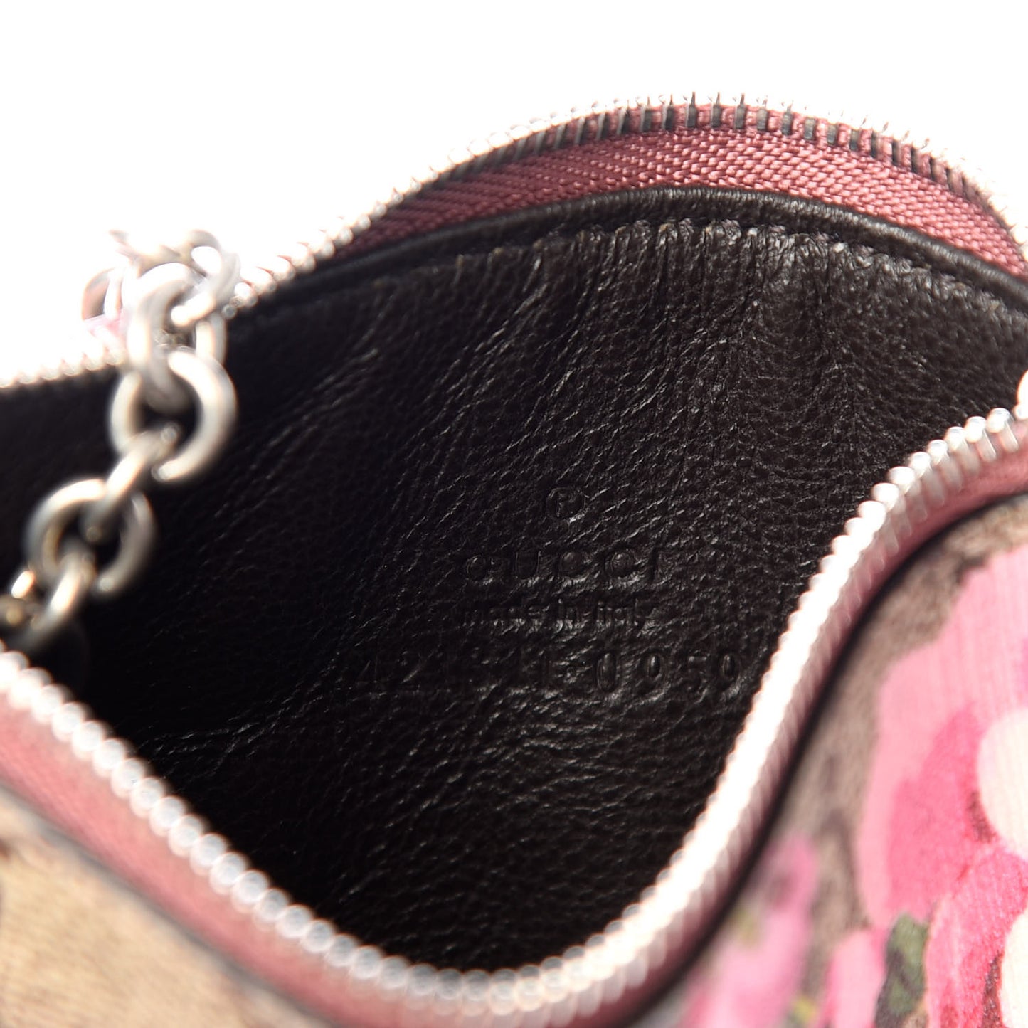 GG Supreme Monogram Blooms Key Ring Coin Case Beige Multicolor Dry Rose