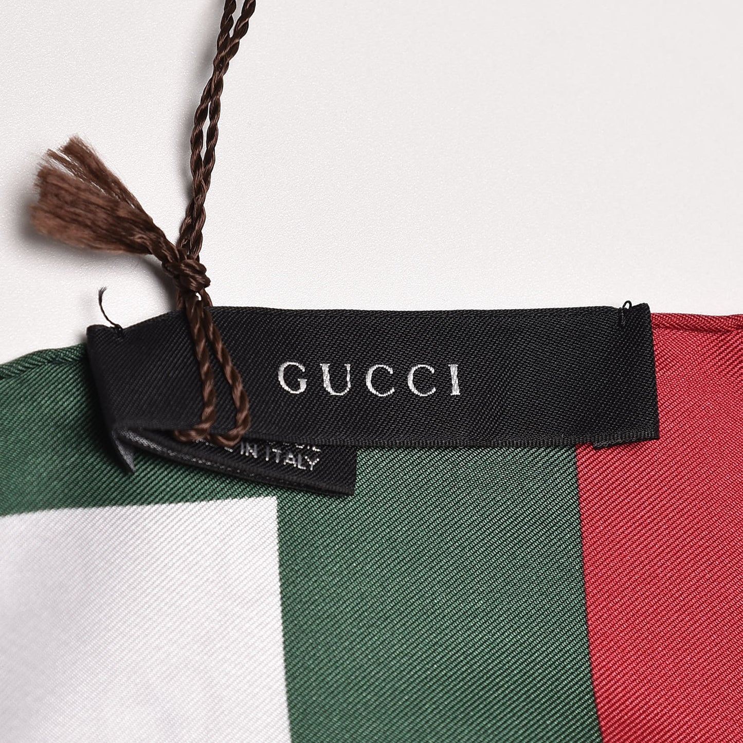 Silk Monogram Web Square Scarf White Green Red