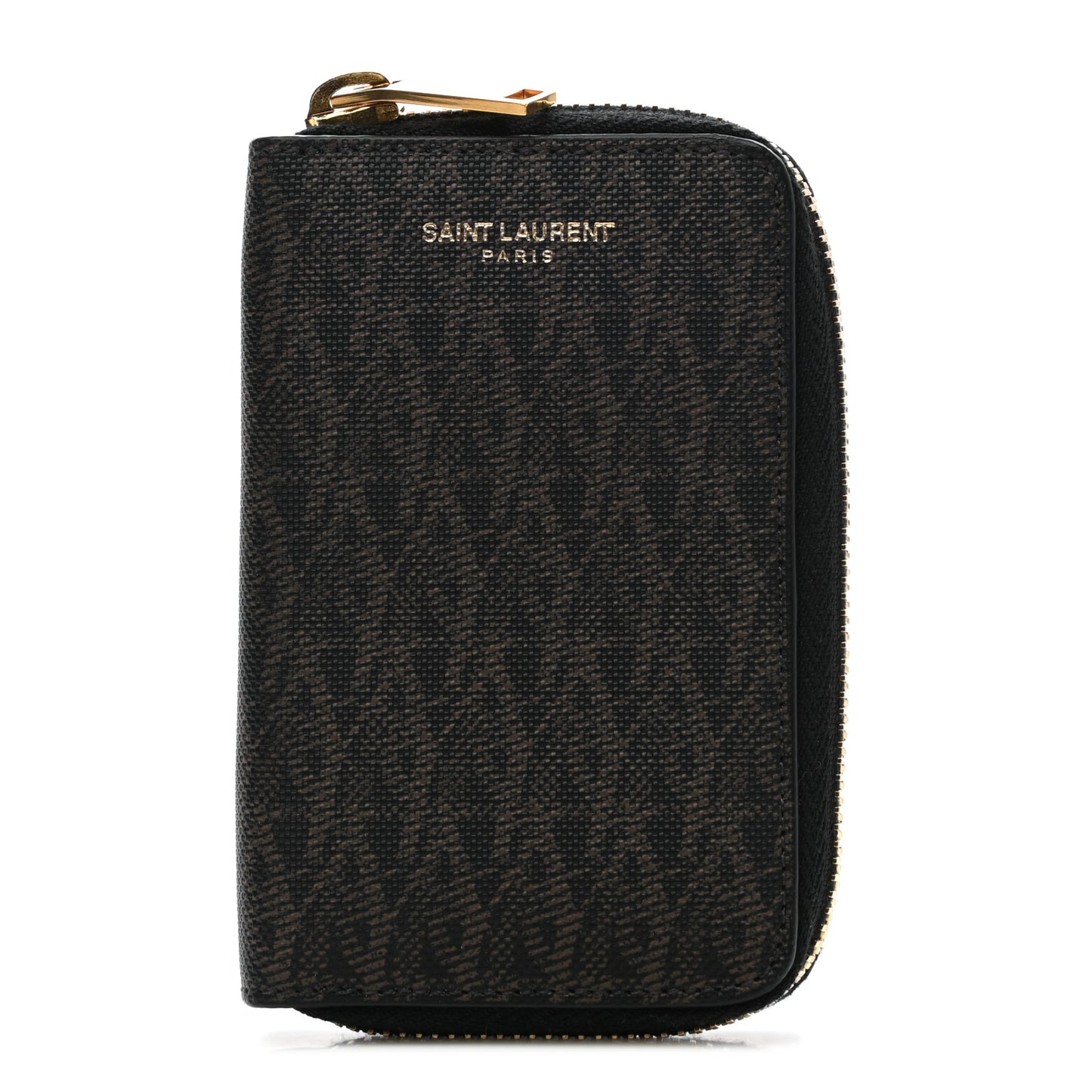 Classic Toile Monogram Key Holder Zip Pouch Black