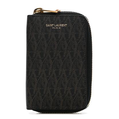 Saint Laurent Classic Toile Monogram Key Holder Zip Pouch Black 1 of 6