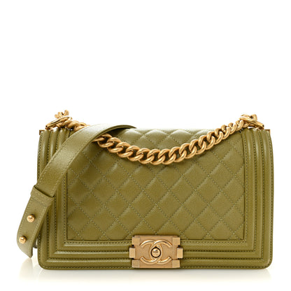 Chanel Caviar Quilted Medium Boy Flap Green 1 of 11