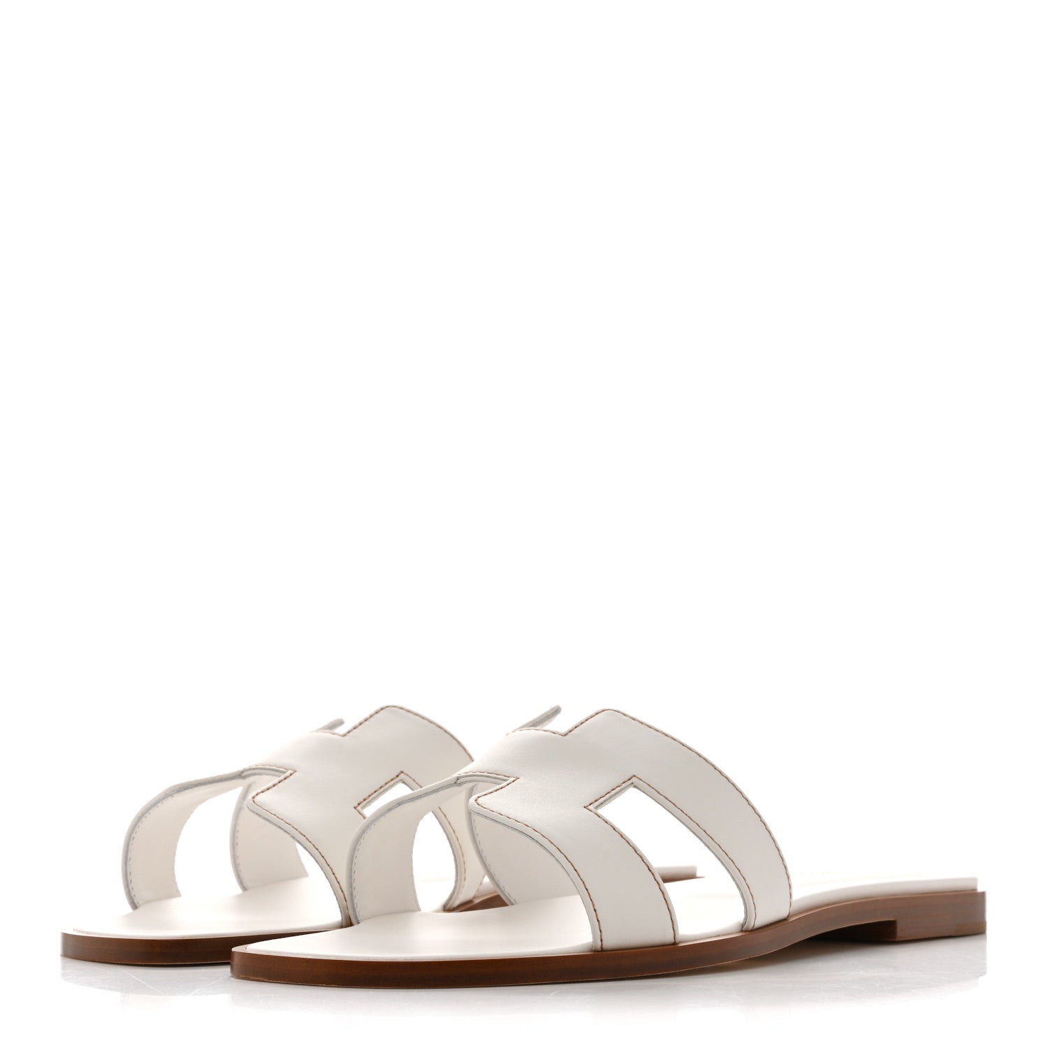 Hermes Box Calfskin Oran Sandals 38 White 4 of 10