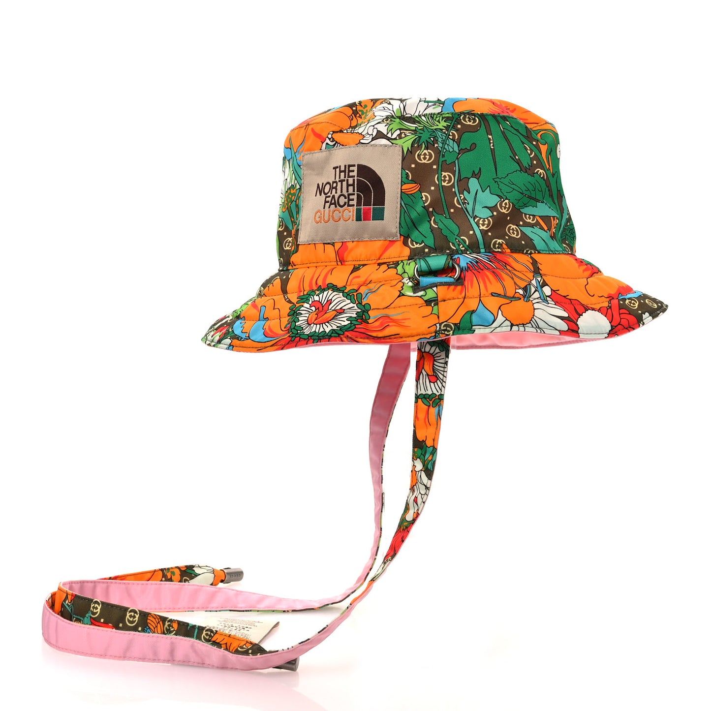 X THE NORTH FACE Econyl Nylon Floral Reversible Self-Tie Bucket Hat Pink