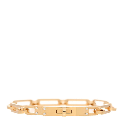 Hermes 18K Yellow Gold Diamond PM Kelly Chaine Bracelet SH 1 of 4