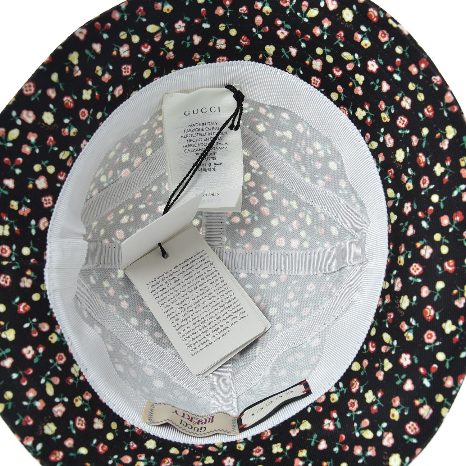 Gucci X LIBERTY OF LONDON Canvas Floral Print Bucket Hat XS Black Multicolor 5 of 7