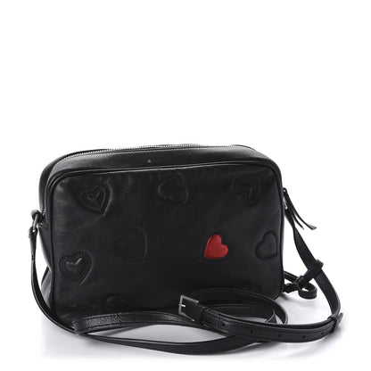 Saint Laurent Calfskin Heart Embossed Monogram Lou Camera Bag Black 3 of 11