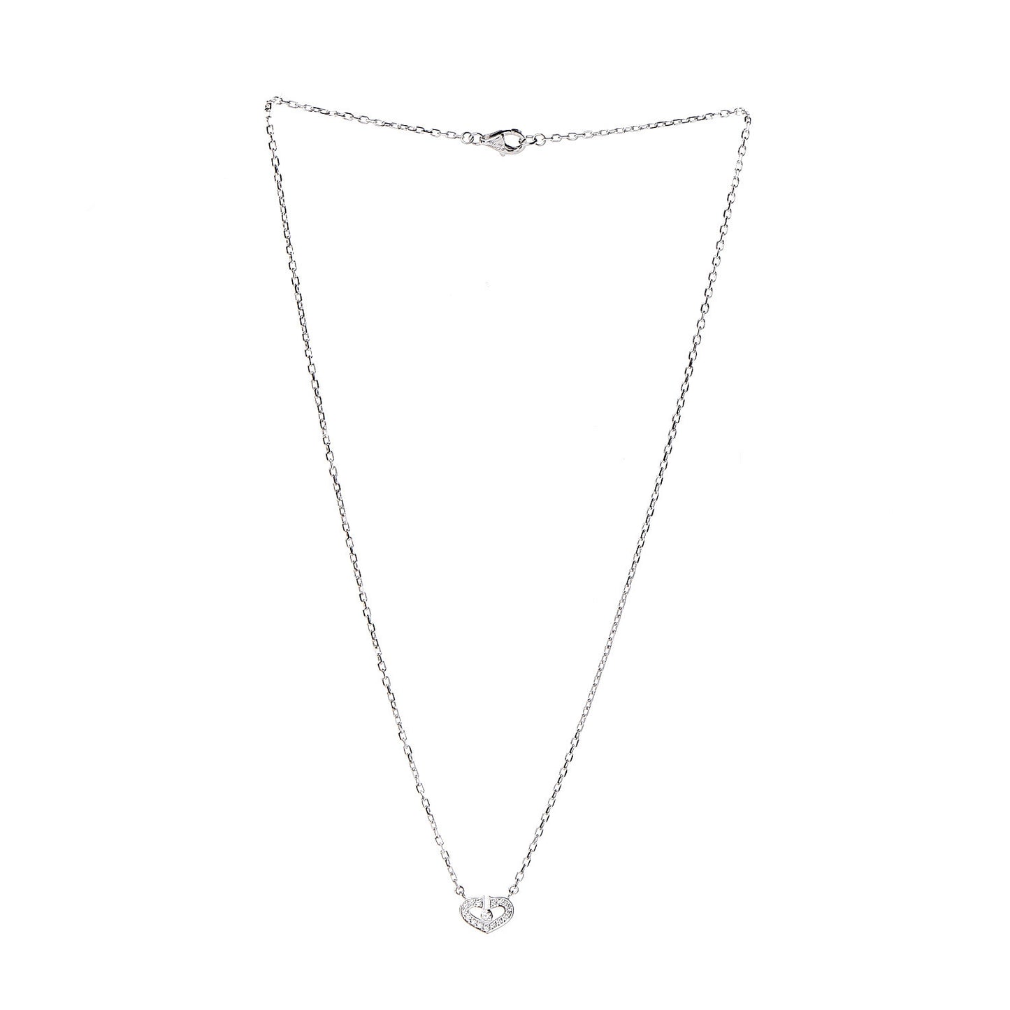18K White Gold Diamond Hearts and Symbols Necklace