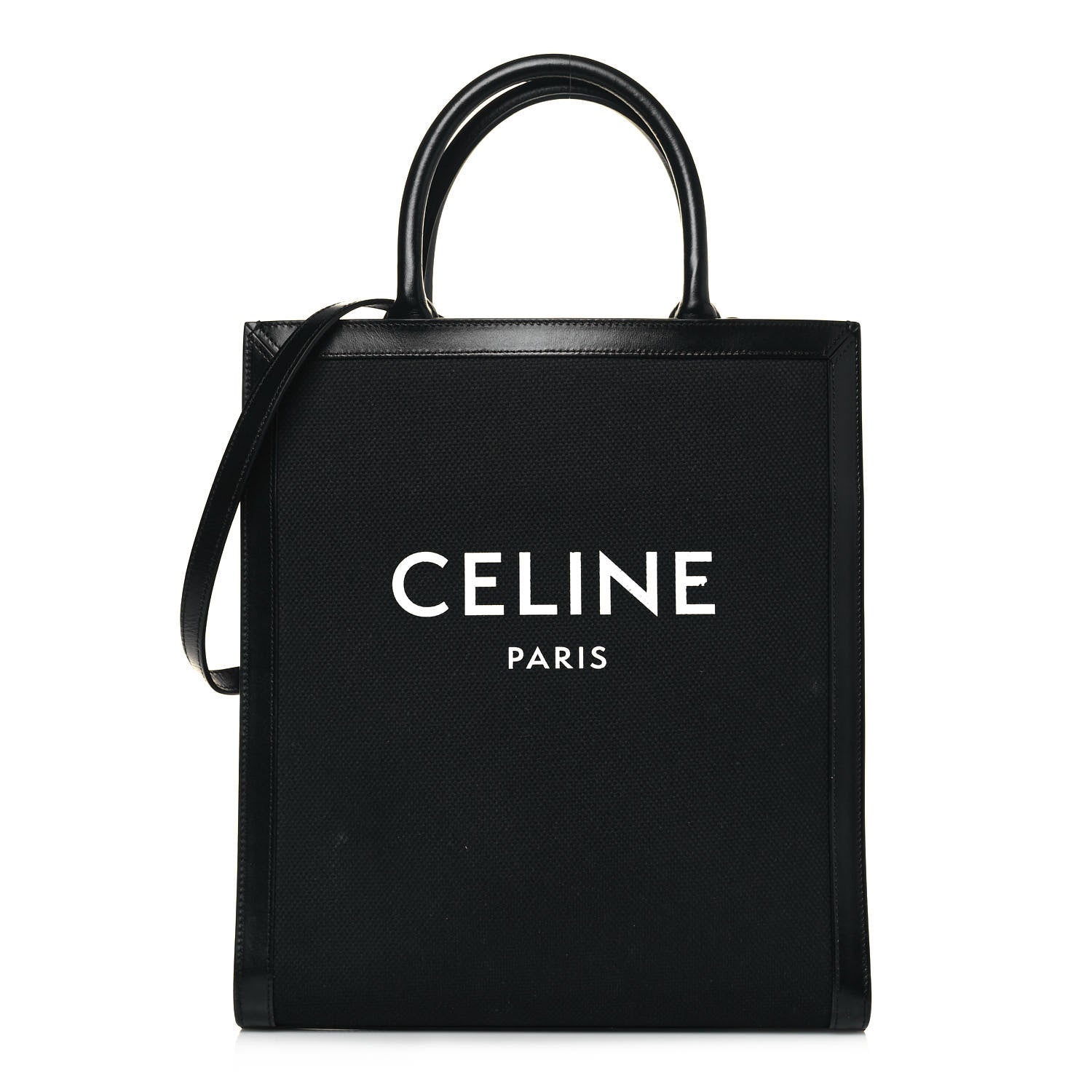 Celine Canvas Calfskin Small Vertical Cabas Black 1 of 13