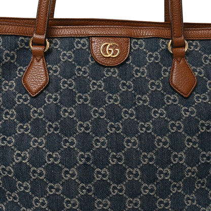 Gucci New Denim GG Monogram Medium Ophidia Shopping Tote Blue Tea Cuir 8 of 10