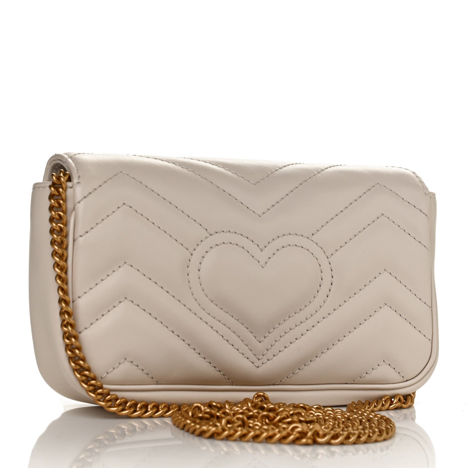 Gucci Calfskin Matelasse Super Mini GG Marmont Shoulder Bag White 4 of 23